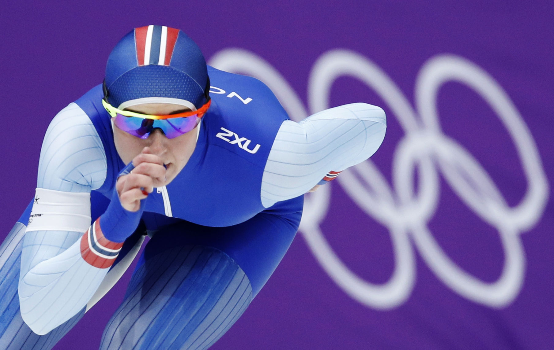 Ida Njatun of Norway competes during the women's 1,500 meters speedskating race
